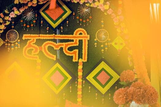 Banquet Hall set up for a Haldi ceremony
